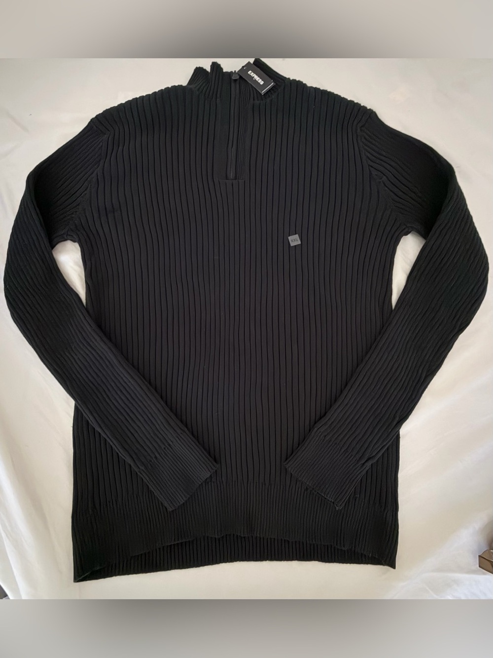 Express Men's Black Ribbed Half-Zip Pullover